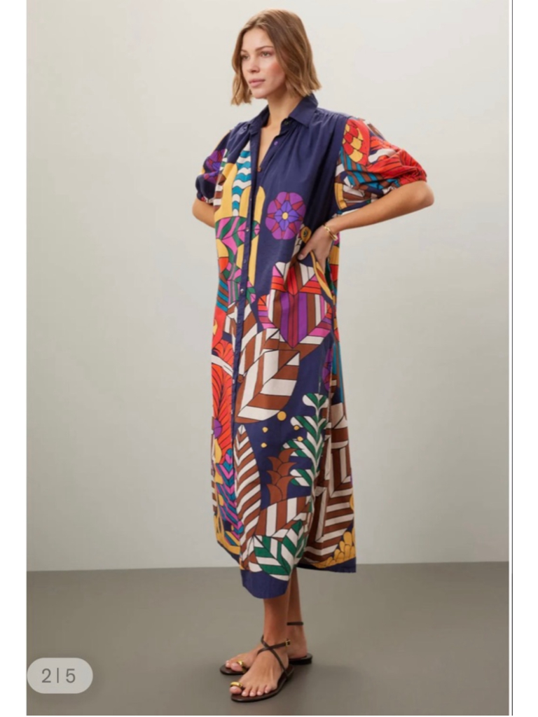 Carolina K Valerie Statement Kaftan Midi Dress